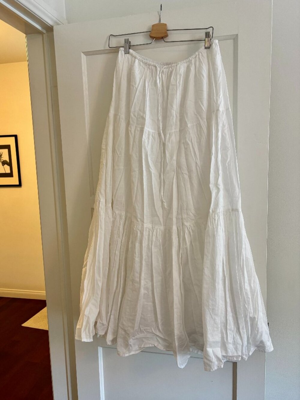 DISSH Fletcher white linen-blend tiered maxi skirt